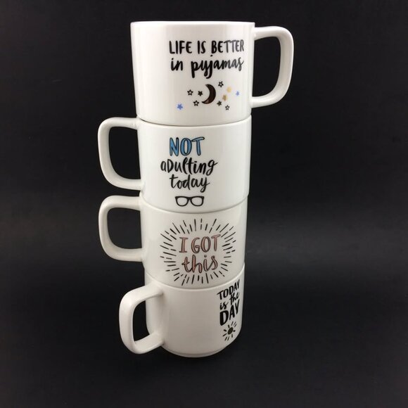 4 Stacking Mood Coffee Tea Mugs by Indigo - Picture 10 of 10